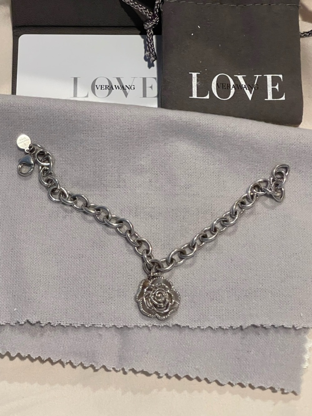 Vera Wang Silver Rose Pendant bracelet